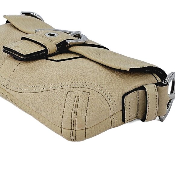 COACH 3511 Soho Ivory Pebble Leather Buckle Flap Small Shoulder Bag - Picture 8 of 16